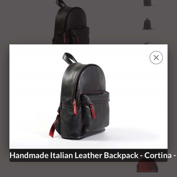 NWOT Borlino black Italian leather backpack - Picture 3 of 7
